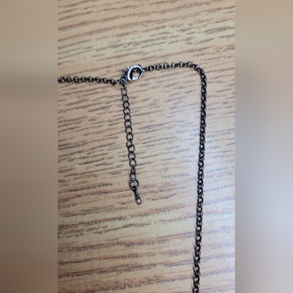 Tree of life intertwined necklace - peacock coloured pendant Bronze colour chain - Picture 3 of 5